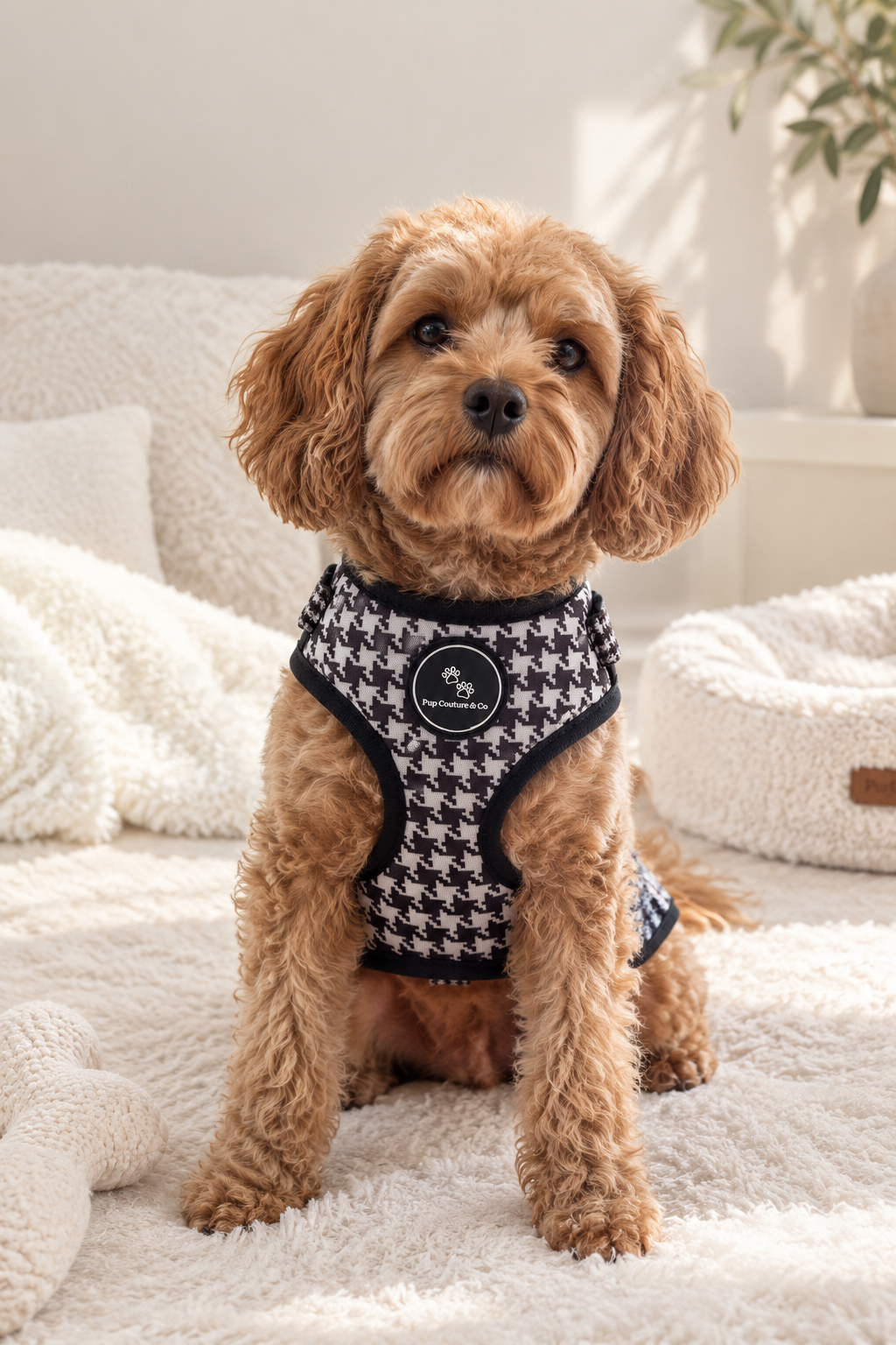 Timeless houndstooth meets modern pup style. A chic monochrome collection designed for sophisticated walks, everyday adventures and effortlessly stylish pups.